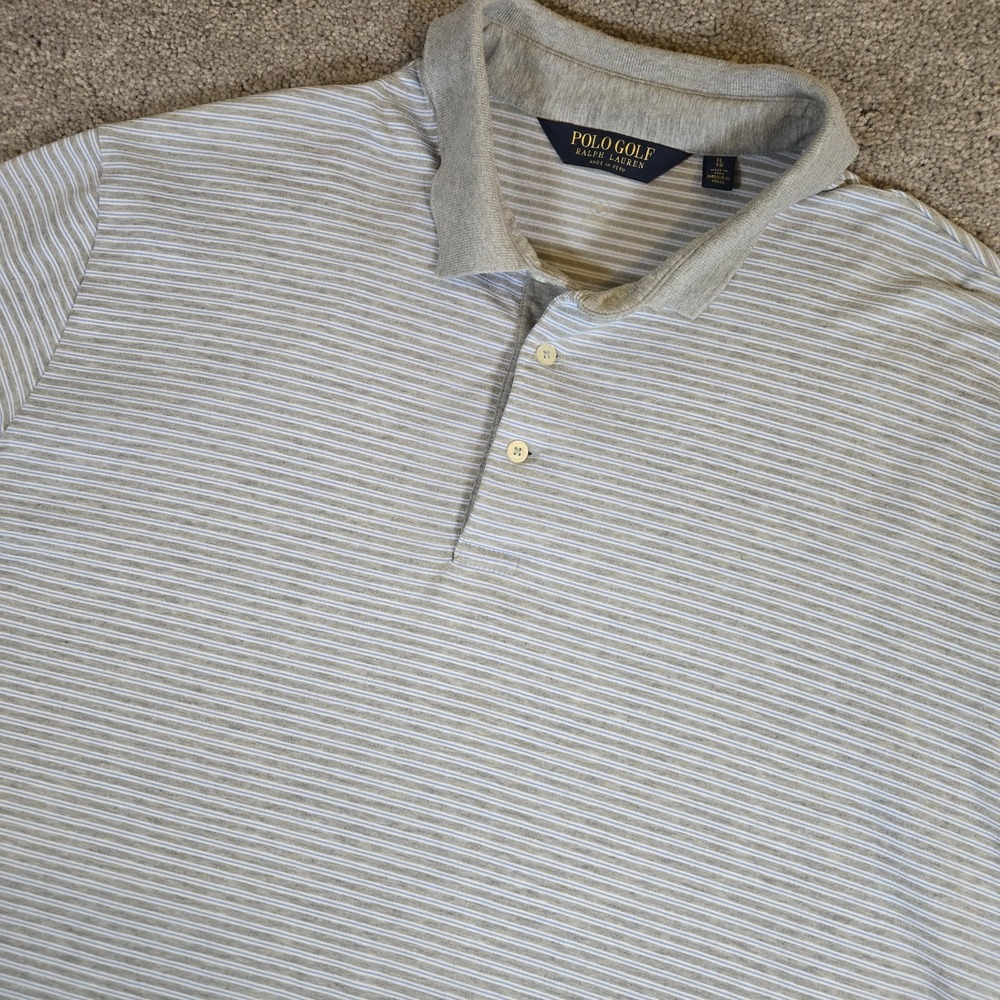 Polo Golf Ralph Lauren Shirt Mens XL Light Blue White Striped Polo